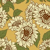 Sunflower seamless pattern vintage color inspired vector