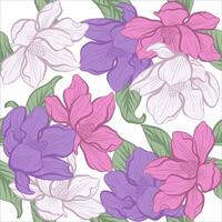 Purple color Magnolia flower pattern vector