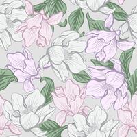 Soft color Magnolia flower pattern vector