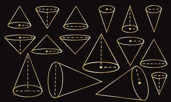 Elegant Golden cone math set for exercise vector