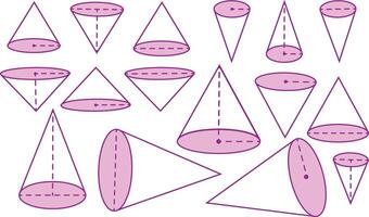 Cute doodle cone math set for exercise vector