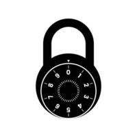 Padlock Combination Silhouette. Black and White Icon Design Elements on Isolated White Background vector