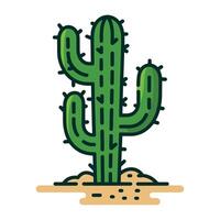 Cactus icon. Dry exotic plant with spines, symbolizing desert vegetation. Simple flat illustration, perfect for nature or southwestern vector