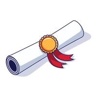 Diploma roll icon. Graduate letter with ribbon, symbolizing academic achievement. illustration isolated on a white background, ideal for graduation vector