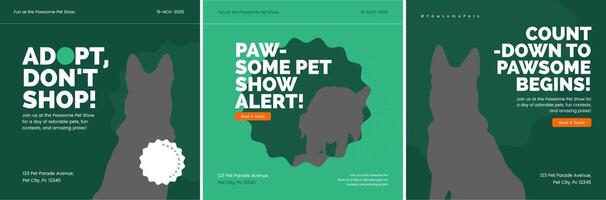 Adopt pet Social media Posts design template vector