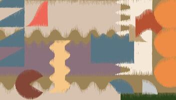 Cute hand draw brush line abstract tribal freeform and geometric shapes background, Japanese and ethnic folk wood carving, engraving, weaving texture surface decoration graphic for textile, carpet, vector