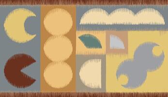 Crafted hand drawn brush line simple geometric circles abstract tribal background, ethnic folk wood carving, engraving, weaving texture surface, cute and naive graphic for fabric, textile, vector