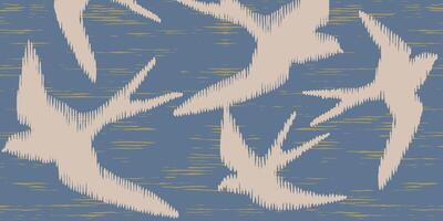 Crafted hand drawn brush line swallow birds background, Japanese and ethnic folk wood carving, engraving, block print, weaving texture surface, simple nature graphic for textile, carpet, stationary vector