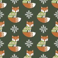 Cute fox in winter clothes. Hand drawn seamless pattern. Perfect for textile, wallpaper or nursery print design. vector