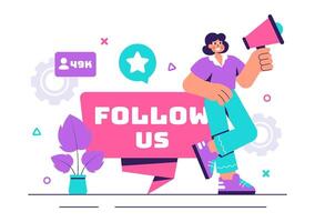 Illustration of Users Engaging with a Social Media Page for More Followers vector