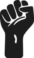 Black Raised Fist Icon - Symbol of Strength and Unity vector