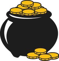 Pot of Gold with Coins - Wealth and Luck Illustration vector