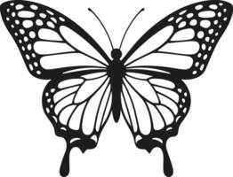 Intricate Butterfly Silhouette with Elegant Wing Design vector