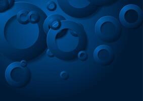 Dark blue rings abstract geometric tech background vector