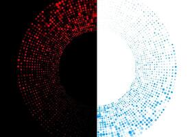 Futuristic minimal tech contrast halftones dotted circles abstract background vector