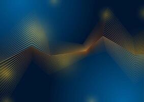Golden shiny curved lines abstract futuristic tech background vector