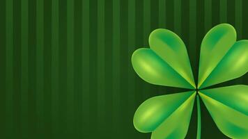 Horizontal background Happy Saint Patricks day. Clover leafs quatrefoils on green striped background. illustration with copy space vector