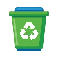 A green trash can with a recycling symbol on it vector