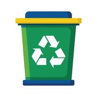 A green trash can with a recycling symbol on it vector