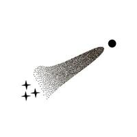 flying cosmic comet symbol from texture monochrome halftone fine grain futuristic symbol cosmic y2k vector