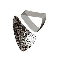 Combined deformed triangular abstract monochrome retro symbol with lines and dots texture illustration vector