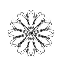 retro monochrome outline geometric flower y2k vector
