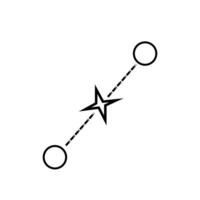 dotted line with star and circles minimalistic symbol u2k style illustration vector