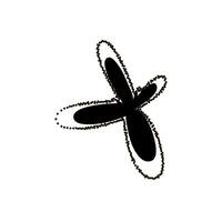 4 leaf flower abstract monochrome symbol with dots texture illustration vector