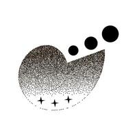 Abstract figure with circles and halftone texture from small dots illustration vector