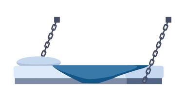 Prison cell bunk bed. Bunk attached to the wall with chains. Jail room interior element. illustration. vector