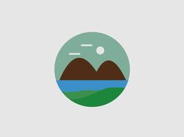 This is a flat illustration of a landscape within a circle vector