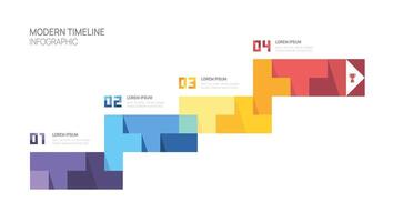 Infographics arrow geometric blocks jigsaw business 4 steps to success template. vector
