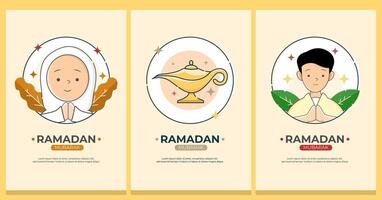 set of greeting card ramadan theme. can be used for religion purpose and business vector