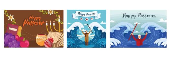 Easter greetings with Moses parting the Red Sea. vector