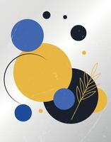 Abstract Circles with Gold Botanical Accent vector