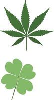 Four leaf clover and marijuana leaf vector