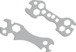 Two multi tool wrenches showing different sides on white background vector