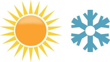 The sun and snowflake are shown in different colors vector