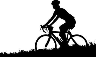 Silhouette of a cyclist on a hill vector
