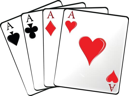A four of a kind card with hearts
