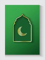 ramadan kareem greeting card with crescent and moon and copy space for text vector