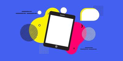 pop art background with a smartphone is surrounded by colorful shapes vector