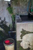 Traditional Water Tank with Natural Moss Growth photo