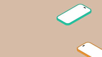 Smartphones in colorful cases with blank white screens replace each other, animated graphic image for demonstration video
