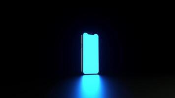 A single-color screen lights up on a phone standing on a dark surface. Animated graphic for demonstration video