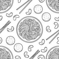 spaghetti and meatballs black and white pattern vector