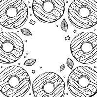 black and white illustration of donuts with copy space vector