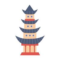 Illustration of a Traditional Asian Pagoda. White background, isolate vector