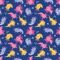 Seamless pattern with axolotl. Design for fabric, textile vector