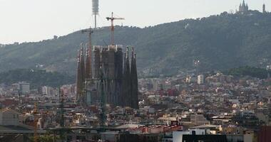 A view of a city with a tall building in the background video